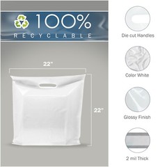 100 Pack 22″ x 22″ with 2 mil Thick Extra Large White Merchandise Plastic Bags