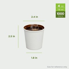 Karat Earth 4oz Eco-Friendly Paper Hot Cups – White (62mm) – 1,000 ct, KE-K504W