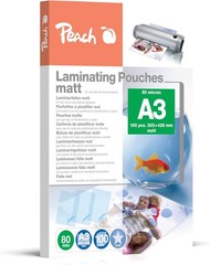 Peach S-PP580-15 Laminating Film A3-80 mic 100 Pouches Matt Writeable Premium Qu