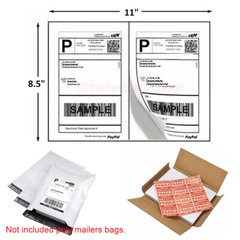 50-20000 Shipping Labels 8.5″ x 5.5″ Half Sheets Blank Self Adhesive 2 Per Sheet
