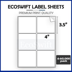6-60,000 4 x 3 1/3 “EcoSwift” Laser Address Shipping Adhesive Labels 6 per sheet