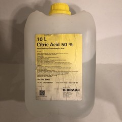 New – Braun Citric Acid 50% – 10 Liters – 08021-0002-86