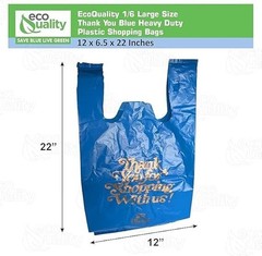 12×6.5×22 Inches Blue Plastic Shopping Bags for Grocery Takeout Retail 160 Pcs