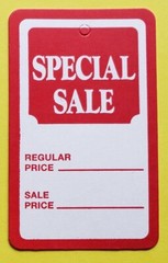Large Price Tags RED WHITE Blank 2 Part Retail Special Sale Coupon String Strung
