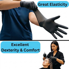 [1000 Pieces] Black Nitrile 4 Mil Gloves Powder Free, Latex Free Size: Large