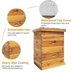 3 Layers Beehive Complete Box Kit Langstroth Beekeeping 2 Deep and 1 Medium