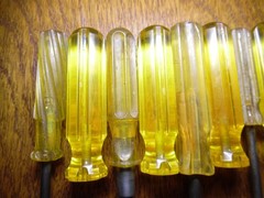 6 Amber/Yellow Blank Screwdriver File Pick Awl Handles 3″ DIY Tool Grips MI USA