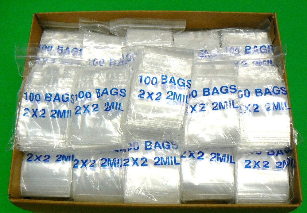 2×2 Clear Zip Seal Lock Bags 2mil Reclosable 8,000 Zip Slide Bags 8000 Baggies