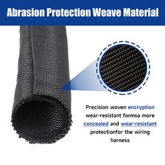 Braided Split-Sleeve Wire Loom for High-Temp Auto Harness Wrapping 5’&28’Length