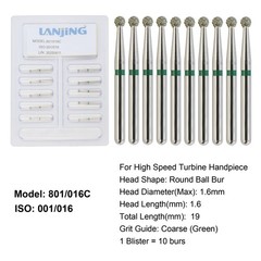 Dental Diamond Burs Round Ball Surgical Bur FG Coarse Fine Long High Speed 801
