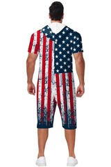 Arankhiger Mens 4Th Of July Jumpsuit Patriotic Stars Stripes Zip Rompers Usa