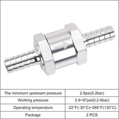 2x 10mm 3/8″ Fuel Line Non-Return One Way Air Fuel Oil Check Valve Diesel Gas