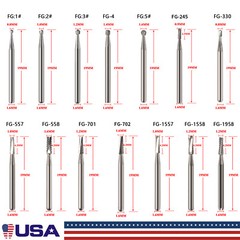 Carbide Burs FG Friction Grip CROSS CUT FISSURE ROUND END Pkg/10