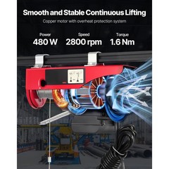 VEVOR Electric Hoist 440 lbs Crane Winch with 14FT Wired Remote Control 110V