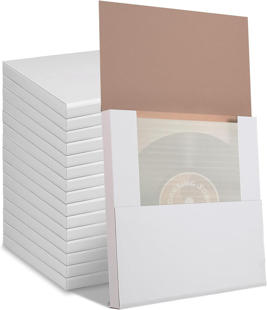 15 Sets Vinyl Record Mailers, 12.5″ X 12.5″ X 1″ LP Shipping Mailer Boxes, White
