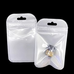 Resealable White Clear Zip Plastic Bag Retail Packaging Lock Pouches W/Hang Hole