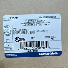 Thomas & Betts LT200P, 2″ STRAIGHT BULLET CONNECTOR FOR LIQUIDTIGHT TYPE B 1/BOX