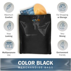 100 Pack 12″ x 15″ with 1.5 mil Thick – Black Merchandise Plastic Shopping Bags