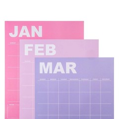 Monthly Undated Calendar Rainbow Large 15 x 19 Inch Planner Grid Pages for Wall