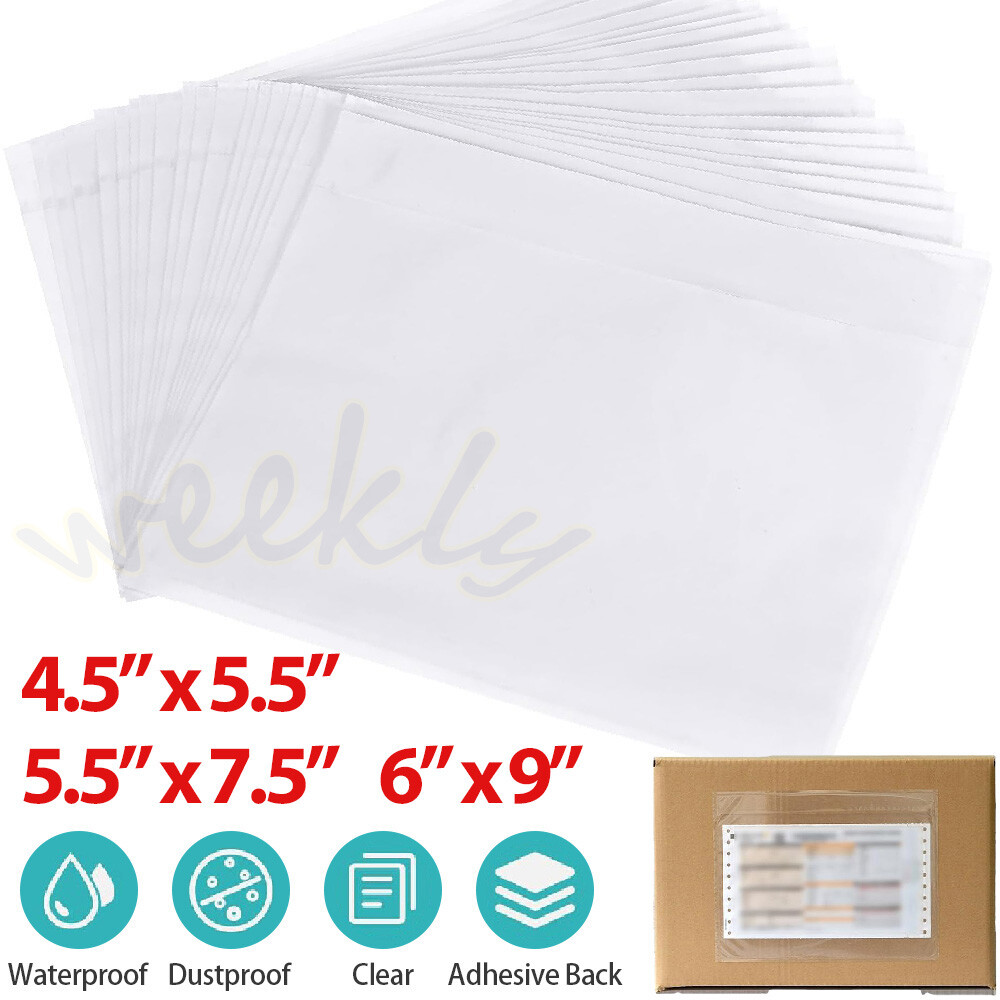 Clear Adhesive Packing List Envelopes 4.5×5.5 7.5×5.5 6×9 Enclosed Slip Pouches