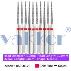 10pc Dental Super Fine/Fine/Medium Grit Diamond Burs for Handpiece Friction Grip