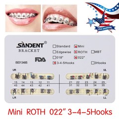 10 packs Dental Orthodontics Metal Bracket Braces Mini MBT 022″Slot Hooks 3-4-5