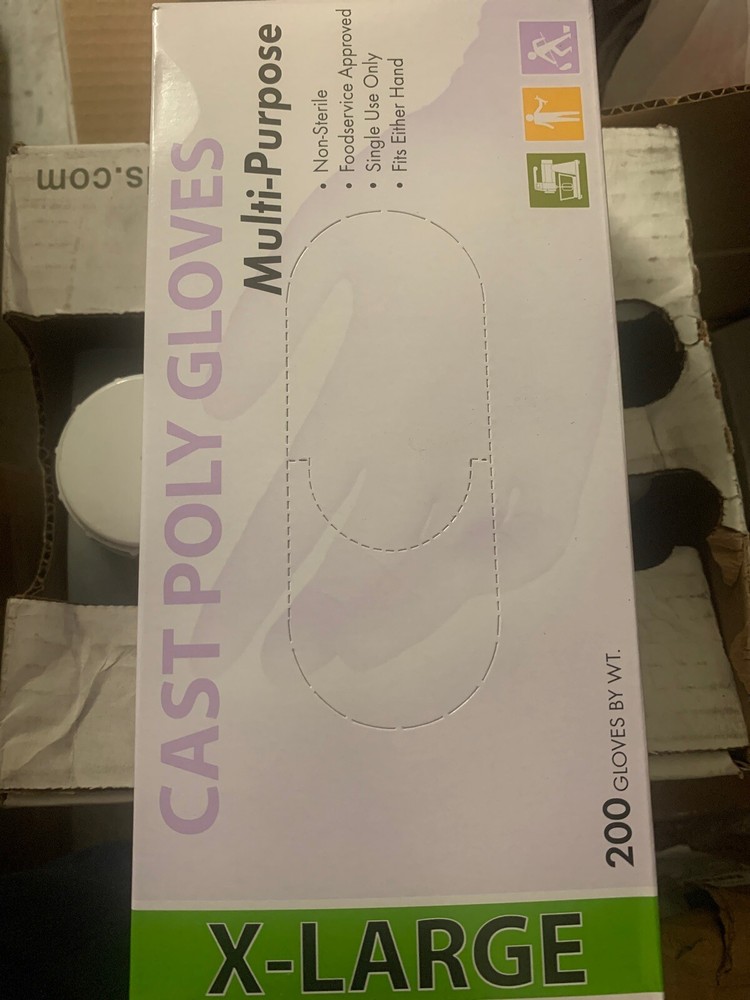 200 Cast Poly Multi-Purpose Powder Free Size Xlarge Gloves 1 Box