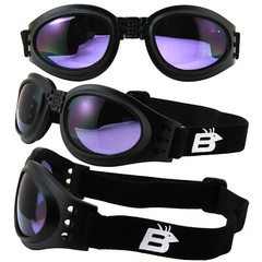 Birdz Eyewear Parrot Padded Motorcycle Goggles Black Frame + Purple Lens