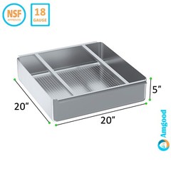 Stainles Steel Scrap Basket 20 in. x 20 in. x 5 in. For Commercial Sinks