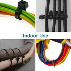 Zip Ties 200pc Assorted 4in 6in 8in 12in Nylon UV Resistant Black Cable Ties