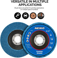 11143A 10 Pack Zirconia Flap Discs 4-1/2 for Angle Grinder, 60 Grit Flapper Whe