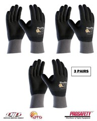 PIP 34-846 ATG MaxiFlex Micro Foam Nitrile Grip WORK GLOVES Dotted Palms 3 PAIR