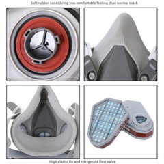 7 IN 1 Gas Mask Half Face Respirator Paint Spray Chemical Facepiece Safety 6200