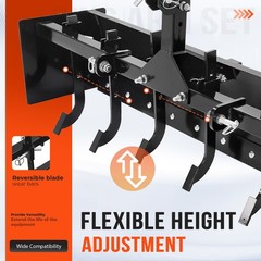 Powder Coated Steel 55″ Box Blade Scraper W/6 Scarifier Shank For Cat 0 Cat 1