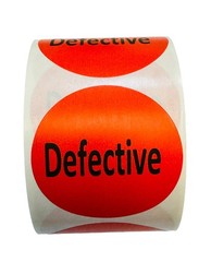 Defective Labels – 2″ Round Red Quality Control Inventory Stickers 2RLS of 500EA