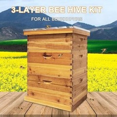 3 Layers Beehive Complete Box Kit Langstroth Beekeeping 2 Deep and 1 Medium
