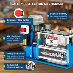 370W Electric Wire Stripping Machine Portable 0.06″-1.5″ Scrap Cable Stripper