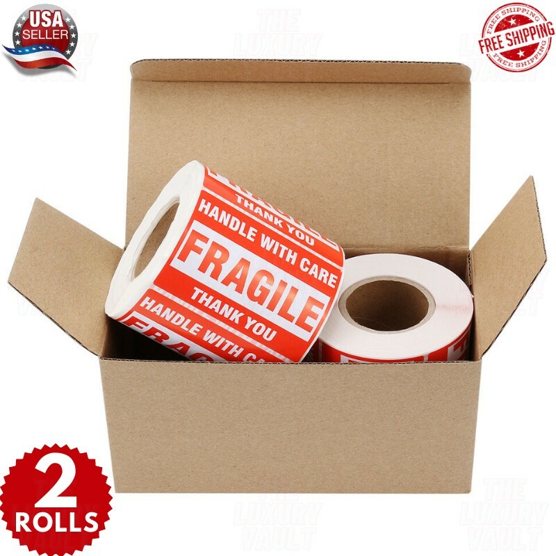 1000 Fragile Stickers 2×3 Handle with Care Thank You 500 / Roll Warning Labels