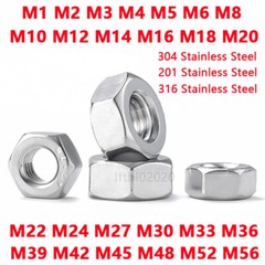 Metric Stainless Steel Hex Nuts DIN 934 M2 M2.5 M3 M3.5 M4 M5 M6 M8 M10 M12~M64