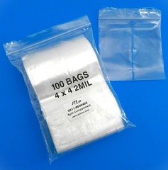 4×4 Bags 2-Compartment Poly Clear Center Split Divider Middle 4″ Reclosable 1000