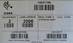 4000 Genuine Zebra 4″ x 6″ Labels Z-Perform 1500T 4×6 Fanfold Thermal Transfer
