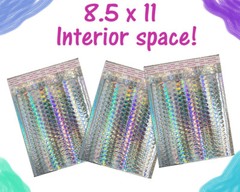 8.5×12 Holographic, Pink, Teal METALLIC BUBBLE MAILERS, Poly Padded Envelopes!