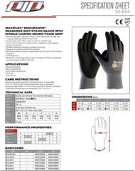 6 PR 34-844 MaxiFlex Nitrile Grip Foam Dotted Palm Coated PROTECTIVE WORK GLOVES