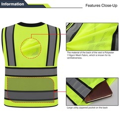 Class 2 High Visibility Reflective Safety Vests Women & Men With 15 Pockets A…