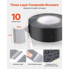 Uimoso Deck Joist Tape Waterproof Butyl Flashing Tape 2 in x 50 ft, Pack of 10