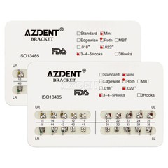 10Packs AZDENT Dental Brackets Mini/Standard MBT/Roth 022/018 Hooks 3 4 5