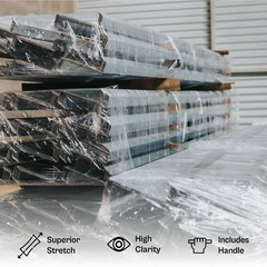 12 Rolls Stretch Wrap Plastic Bundle Banding Film 5″ x 1000′ + 1 Plastic Handle