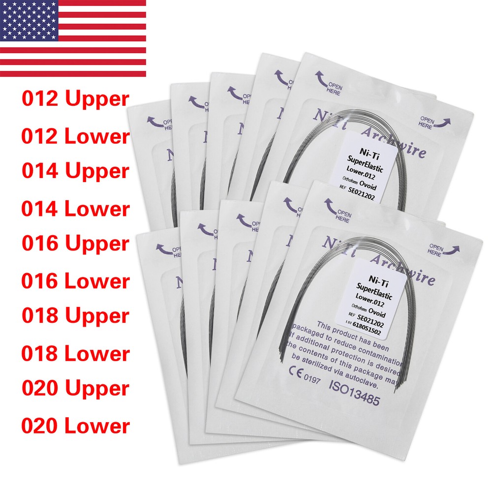 100PCS Dental Orthodontic Round Arch Wire Super Elastic NITI Ovoid Form Sizes ns