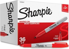Permanent Markers, Fine Tip, Red, 36 Count – Marks on Paper, Plastic, Metal,