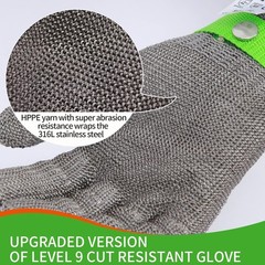 Level 9 Stainless Steel Kitchen Gloves – Ambidextrous, Large, Machine Washable